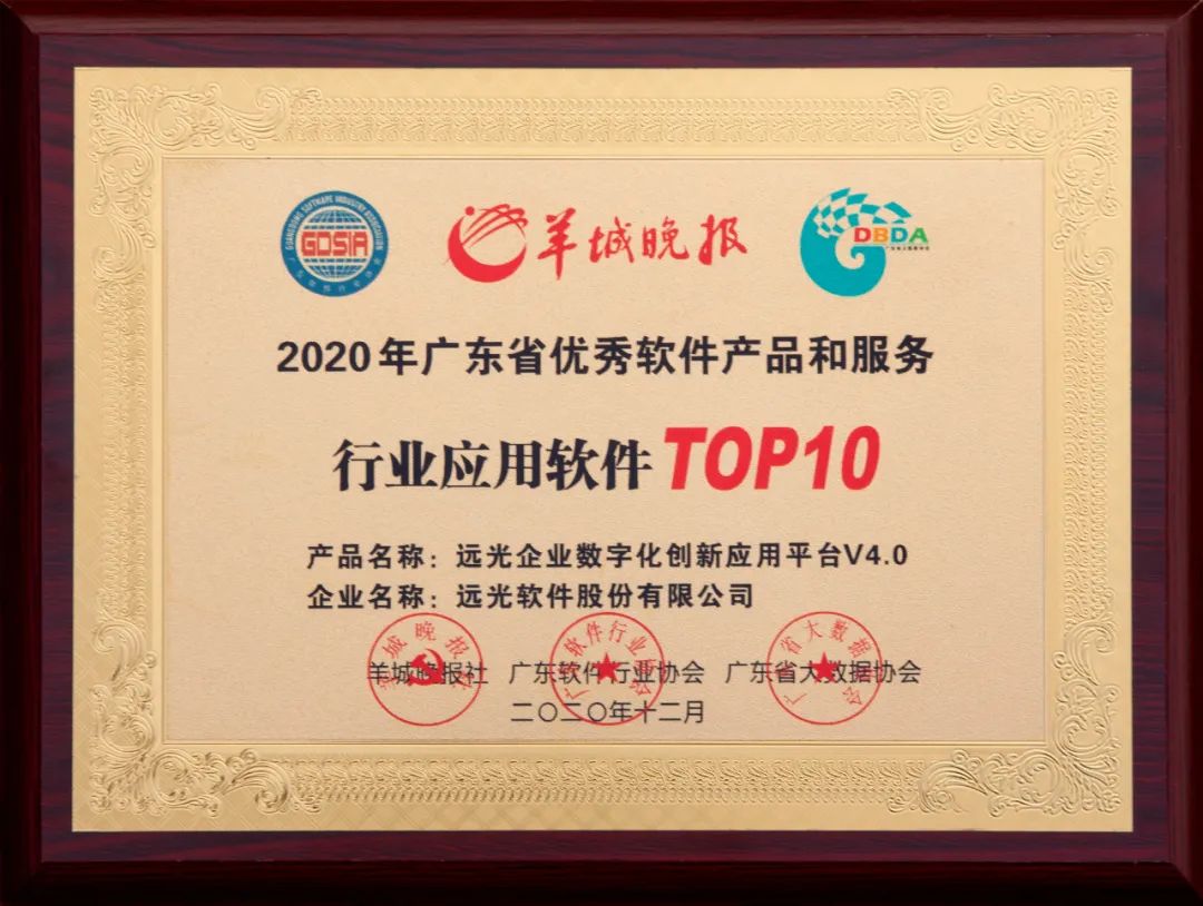 遠(yuǎn)光Realinsight獲“卓粵軟件產(chǎn)品”、“行業(yè)應(yīng)用軟件TOP10”兩項(xiàng)殊榮
