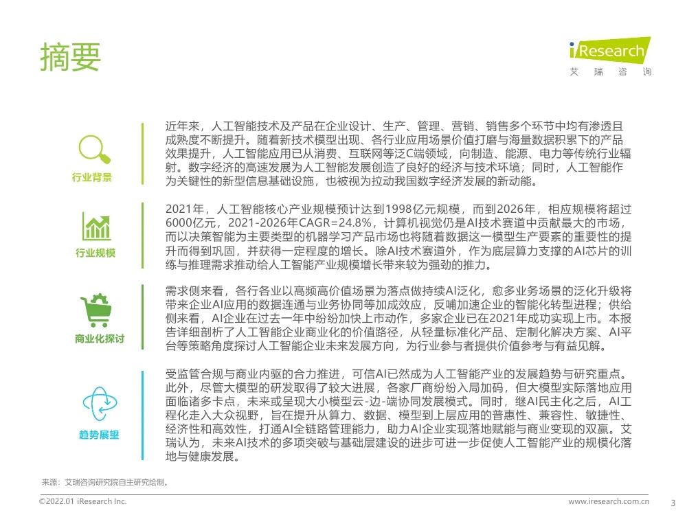 報(bào)告 | 2021年中國(guó)人工智能產(chǎn)業(yè)研究報(bào)告